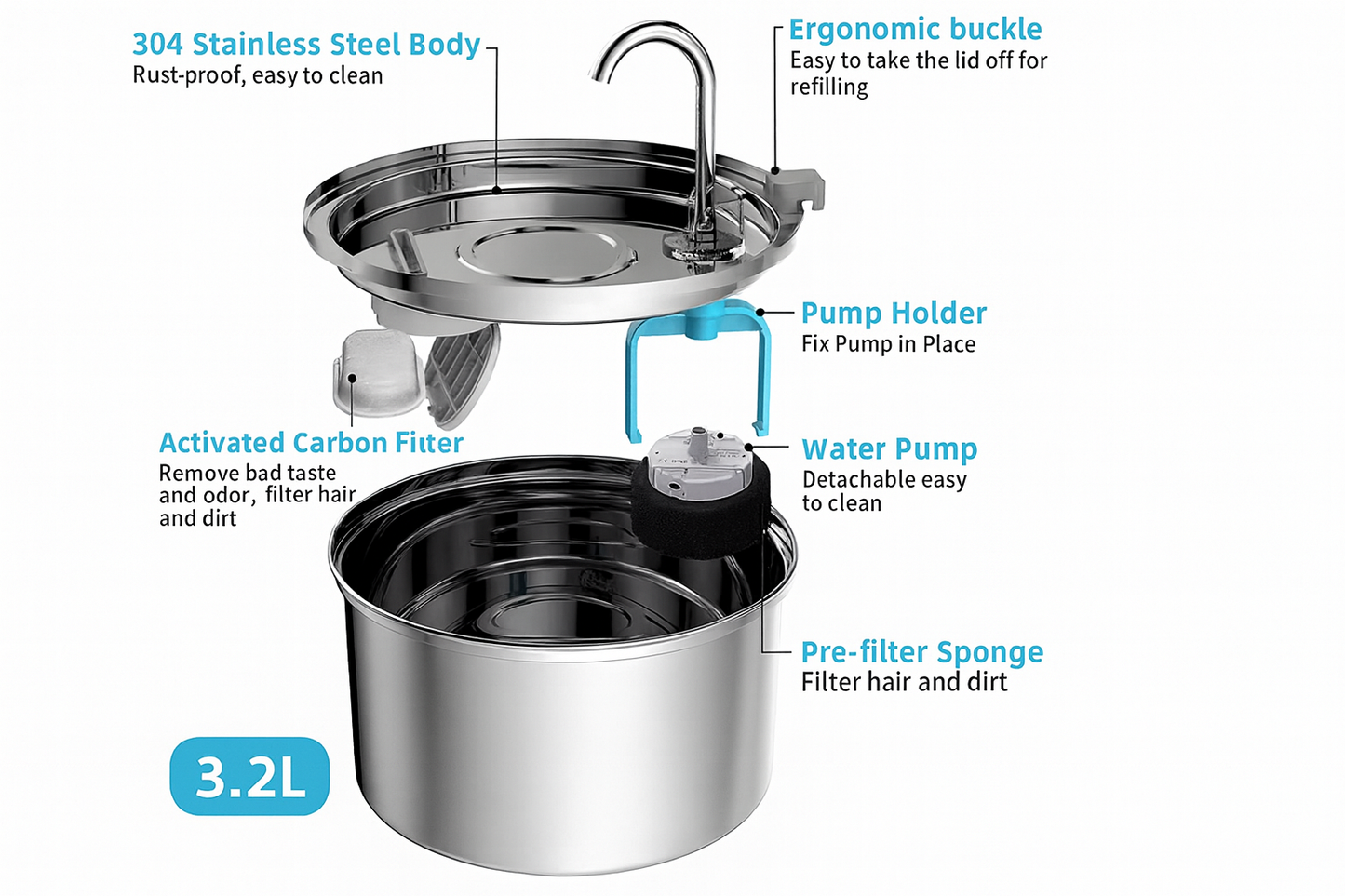 Ultra-Quiet Fountain Smart Drinking Bow